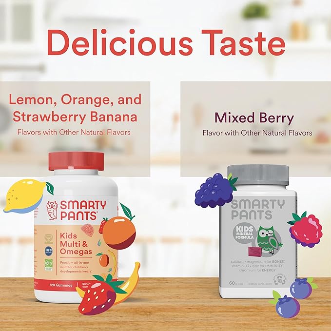 SmartyPants Kids Multivitamin Gummies & Kids Mineral Chews: Multivitamin with Omega 3 Fish Oil (EPA/DHA) and Multimineral with Magnesium Citrate & Calcium, 30 Day Supply Each