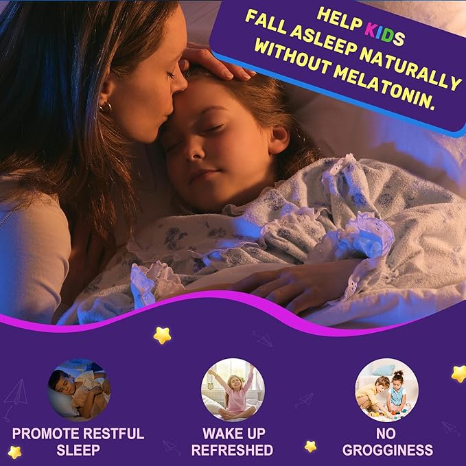 Kids Sleep Gummies - Magnesium Glycinate Gummies, Melatonin Free Sleep Aid | Magnesium, Calcium, D3, B6, L Theanine | Kid Melatonin Alternative for Restful Sleep (Pack of 2)