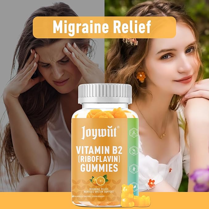 Vitamin B2 Gummies | Riboflavin 400mg | b2 Vitamin 400mg Chewable for Adults and Kids, Migraine Relief & Energy and Nervous System Support, Non GMO, Vegan - 120 Counts