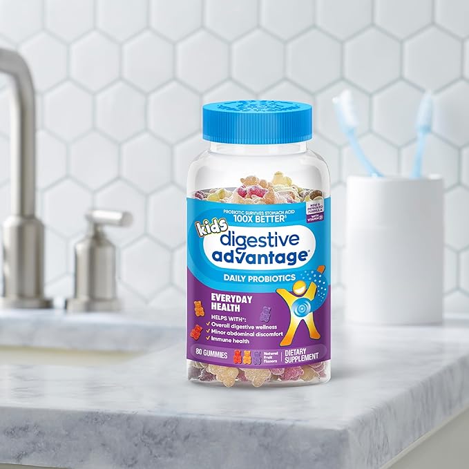 Digestive Advantage Daily Probiotic Gummy for Kids, Multi, Natural Fruit Flavours, 80.0 Count
