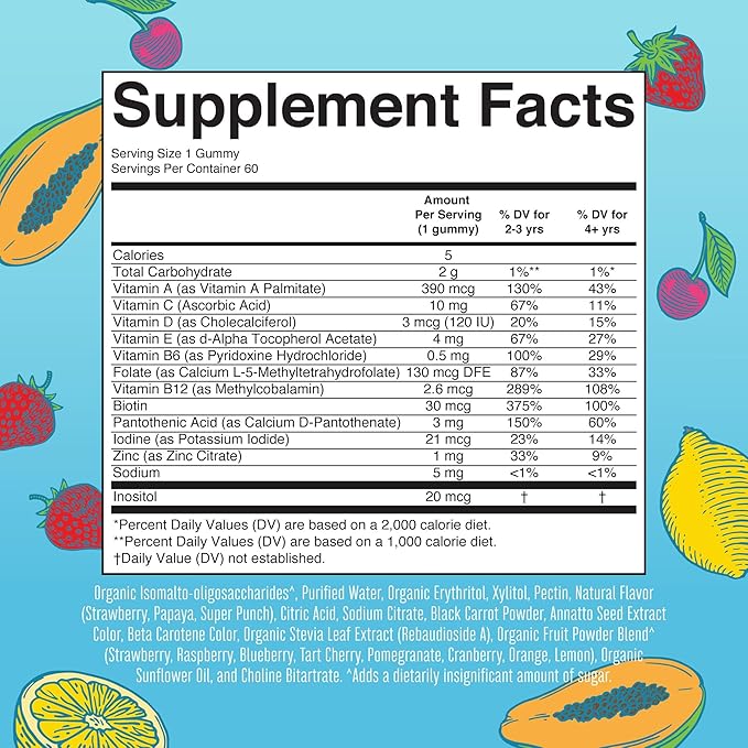 MaryRuth Organics Multivitamin (Strawberry) and Magnesium Calm Gummies (Hibiscus) for Kids | Clean Label Project Verified® | Vitamins for Overall Wellness and Sleep| Vegan, Non-GMO, Gluten Free