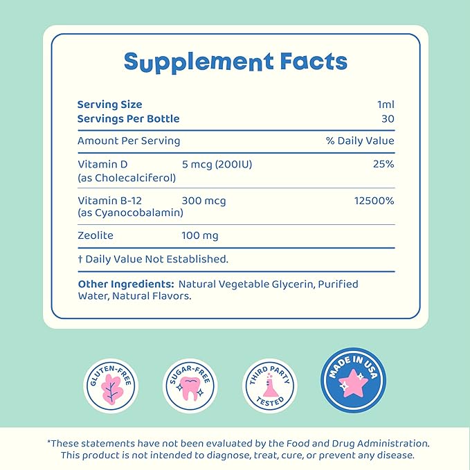 JoySpring Zeolite Drops for Kids – Natural Berry Flavor with Vitamin D3 – Supports Wellness & Everyday Vitality – 30-Day Supply