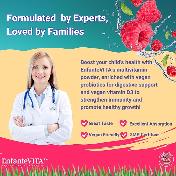 All in One Kids Vitamins, 90 Day Supply, Powder Multivitamin with Probiotics, Immune Support, Gut Health, Vegan D3, Sugar Free, Non GMO, Natural Flavor, Doctor Formulated, Daily Nutrition