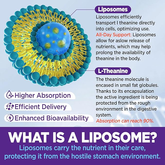 Liposomal L-Theanine Gummies for Adults & Kids, L Theanine 400mg/200mg Supplement with GABA, 5-HTP, Magnesium, Ashwagandha & Vitamin B6 for Focus, Relaxation & Zzz, Sugar-Free, Vegan, 60 Chewable