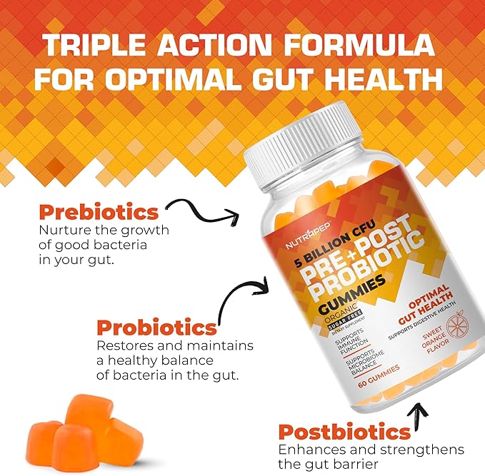 Prebiotic Probiotic & Postbiotic Gummies for Women Men & Kids Children - High Potency 5 Billion CFU - Sugar-Free & Gluten Free