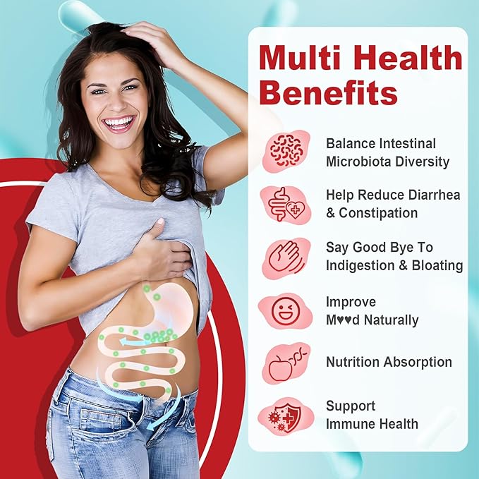 Probiotic + Prebiotic Gummies for Adults & Kids 4+ (Made in USA), Sugar Free Chewable 50 Billion CFUs w/Fiber, Vitamin B1 B2 D3 & Zinc, for Digestive & Gut Health, Boost Microflora Diversity, 60 Cts