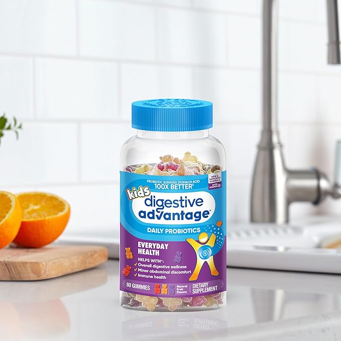 Digestive Advantage Daily Probiotic Gummy for Kids, Multi, Natural Fruit Flavours, 80.0 Count