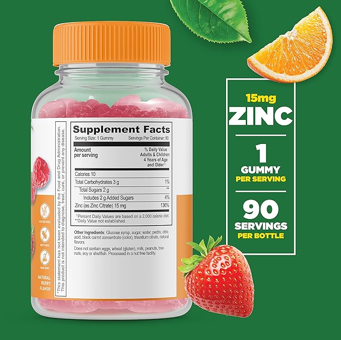 Lifeable Zinc Kids + Iron & Vitamin C Kids, Gummies Bundle - Great Tasting, Vitamin Supplement, Gluten Free, GMO Free, Chewable Gummy
