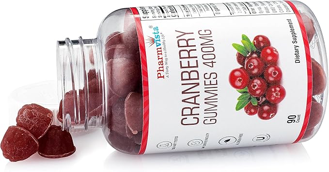 Cranberry Gummies for Kids & Adults 400mg-Gluten Free Allergen Free Nutrient Rich Vegan Supplement -Cranberry Chews-90 Count