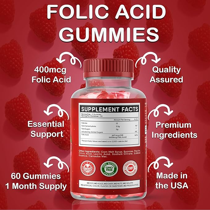 Sea Moss & Elderberry Gummies with Folic Acid – Immune, Thyroid & Prenatal Support for Adults & Kids – Vegan, Non-GMO – 60 Berry-Flavored Gummies – Made in The USA
