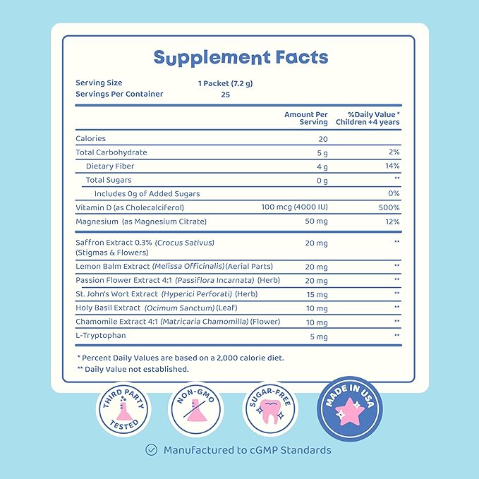 JoySpring Pixie Sticks with Saffron & GABA for Kids | Mood Balance Supplements for Kids | Sugar-Free Powder Candy New Flavor Cherry Lime (25 Servings)