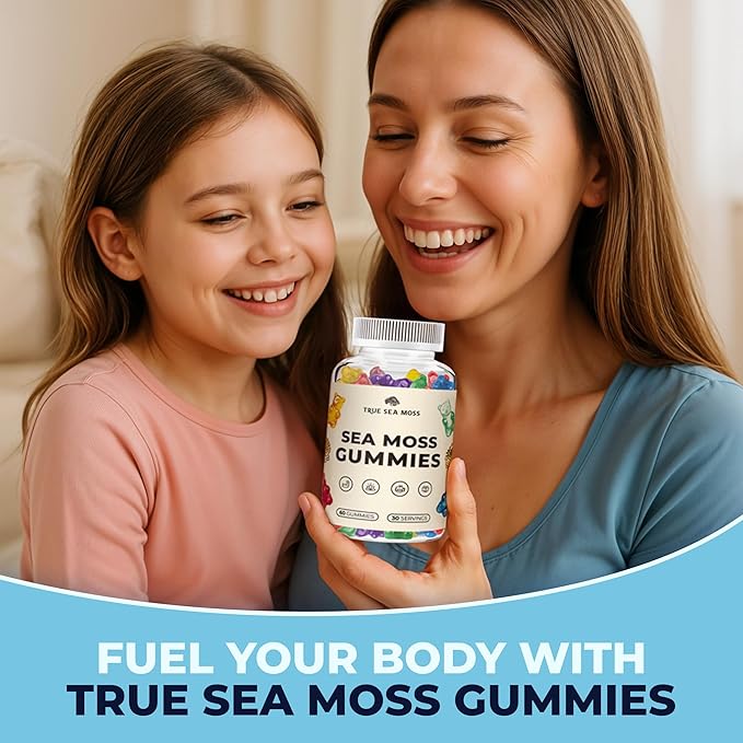 Irish Sea Moss Gummies with Burdock Root & Bladderwrack - Vegan Seamoss Supplement for Women, Men & Kids, Non-GMO, 60 Sea Moss Gummies