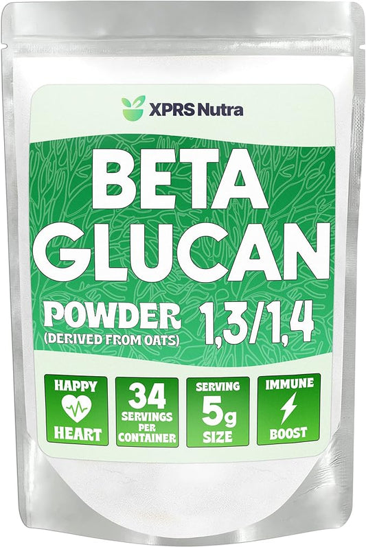 XPRS Nutra Beta Glucan Powder - Pure Unflavored Oat Beta Glucan Supplements Powder - Non GMO, Vegan Friendly 1 3 Beta Glucan - Premium Kids Beta Glucan Comprised of 100% Oat B Glucans (6 Ounce)