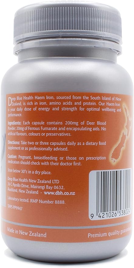 New Zealand Heme Iron Supplement - 1000mg x 90 Soft Gel Capsules - Iron Deficiency Supplement for Anemia - Deer Blood w/ Ferrous Fumarate - Supports Energy, Strength and Circulation for Men and Women