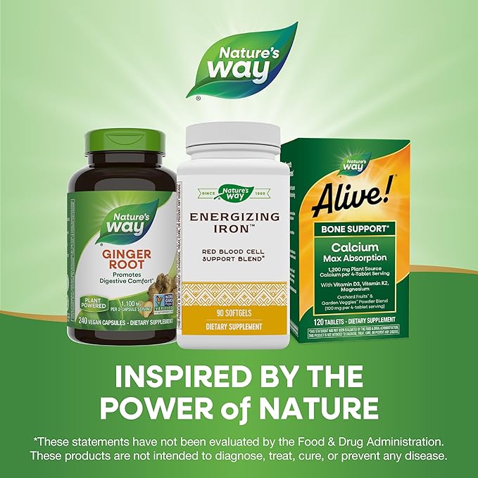 Nature's Way Energizing Iron - Red Blood Cell Support* - 8 mg Iron, -200 mcg of Cyanocobalamin & Vitamin B12 per 2-Softgel Serving - Gluten Free - 90 Softgels