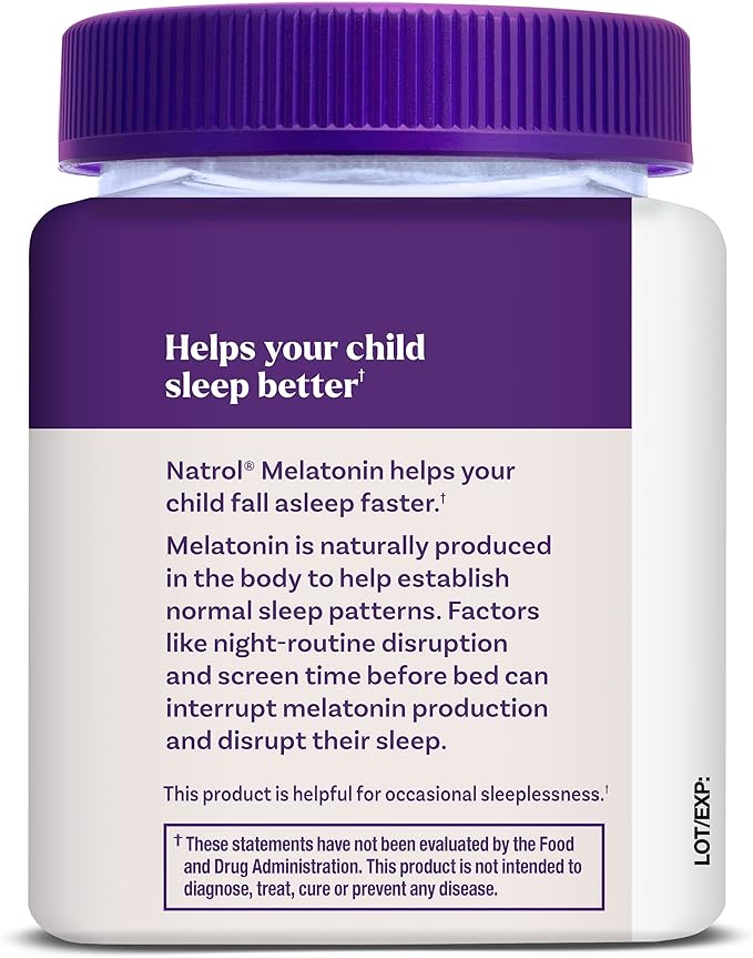 Natrol Kids Melatonin 1 mg, Dietary Supplement for Restful Sleep, Melatonin Gummies for Kids, 60 Raspberry-Flavored Gummies, Up to a 60 Day Supply