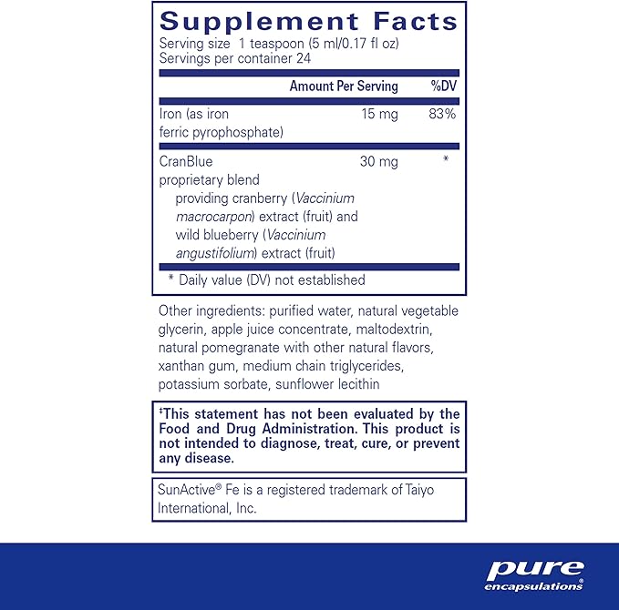 Pure Encapsulations Iron Liquid | Hypoallergenic Supplement Supports Hemoglobin and Myoglobin Function | 4.1 fl. oz.