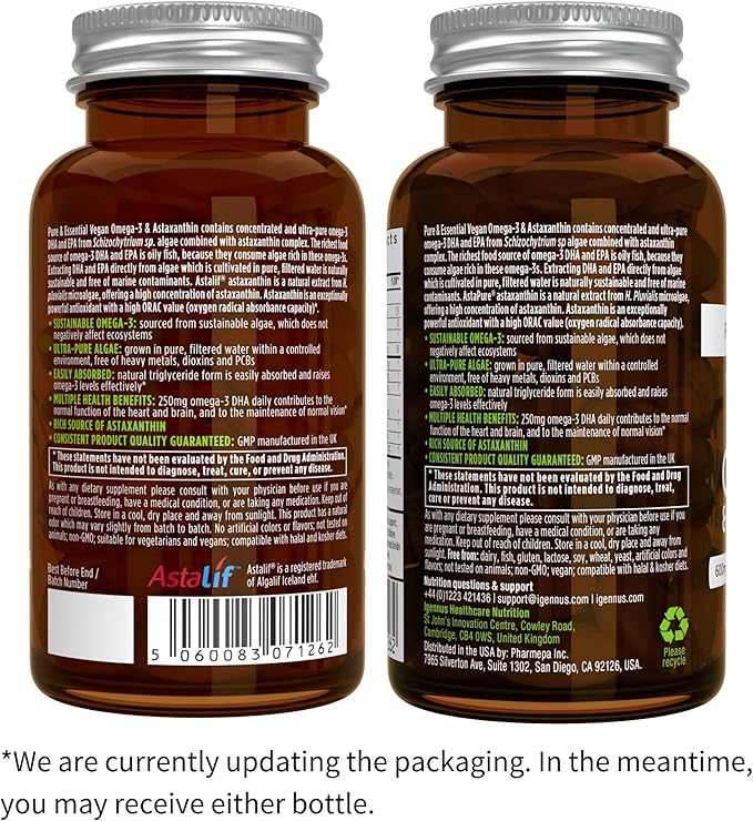 Vegan Omega-3 Algae Oil + Advanced Kids Multivitamin Gummy Bundle, High Concentration DHA & EPA + Vitamin A, B, C, D3 & E, Clean Ingredients 60 Softgels + 90 Berry Flavor Gummies, by Igennus