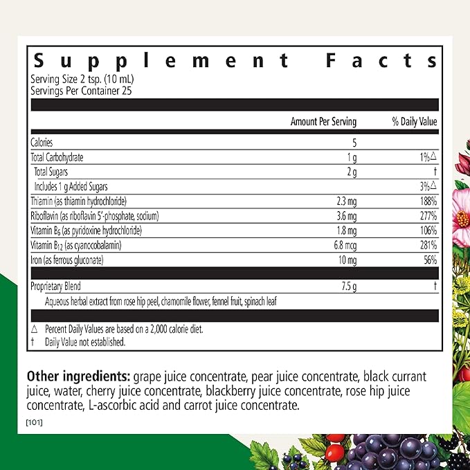 Floradix Floravital Liquid Iron & Vitamins Formula - Liquid Iron Supplement with B Complex Vitamins, Vitamin C & Herbs for Energy Support - Vegan, Gluten-Free, Yeast- Free, Non-GMO - 8.5 Fl Oz