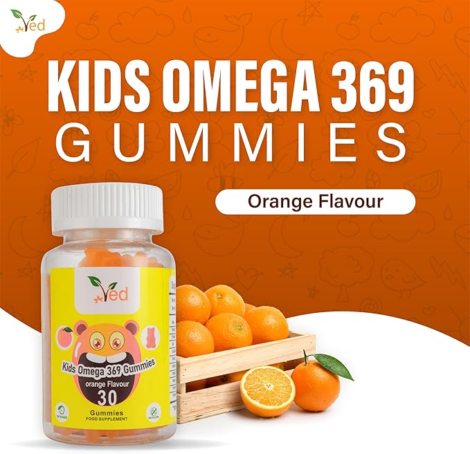 ved Kids Omega 3 6 9 Gummies for Omega 3 6 9 Supplement, Energy & Immune System – Vegan - 15 Days Supply, 30 Chewable Kids Vitamins Gummies. (15 Days Supply)