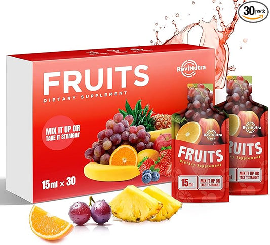 Super Fruit Liquid Juice - 30 Pouches Superfoods Fruits Supplement for Women, Men and Kids - Support Energy, Immunity, Digestion & Metabolism - Vegan, 30 Day Supply