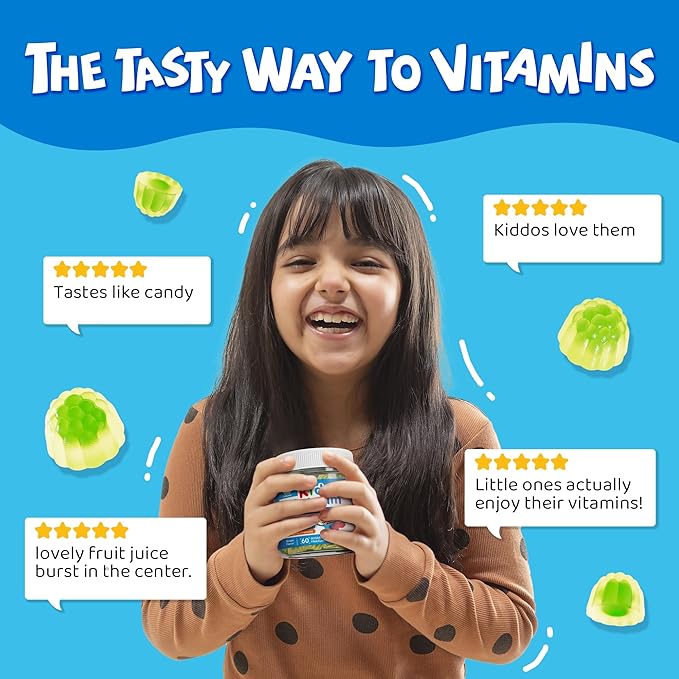 Sugar Free Kids Calcium Gummies (Made in USA) with Vitamin D3 K2, Magnesium, Zinc, Prebiotics, High Absorption Algae Calcium for Better Bone Growth & Development, Kids Vitamins Gummies, Vegan, 60 Cts