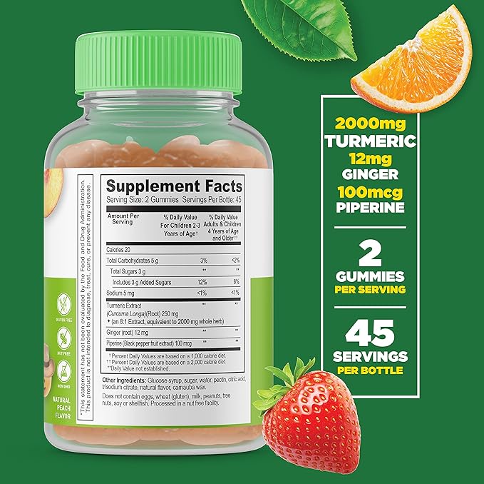Lifeable Calcium Magnesium & Zinc Kids + Turmeric Curcumin Kids, Gummies Bundle - Great Tasting, Vitamin Supplement, Gluten Free, GMO Free, Chewable Gummy