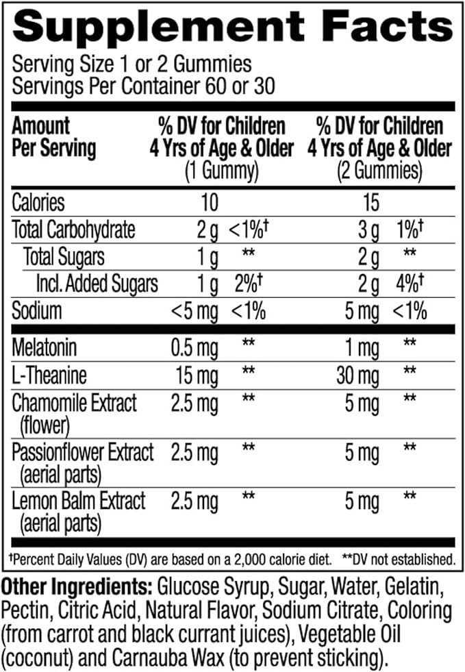 OLLY Kids Sleep Gummy, 0.5mg Melatonin, L Theanine, Chamomile, and Lemon Balm, Childrens Chewable Supplement, Occasional Sleep Support, Raspberry - 60 Count