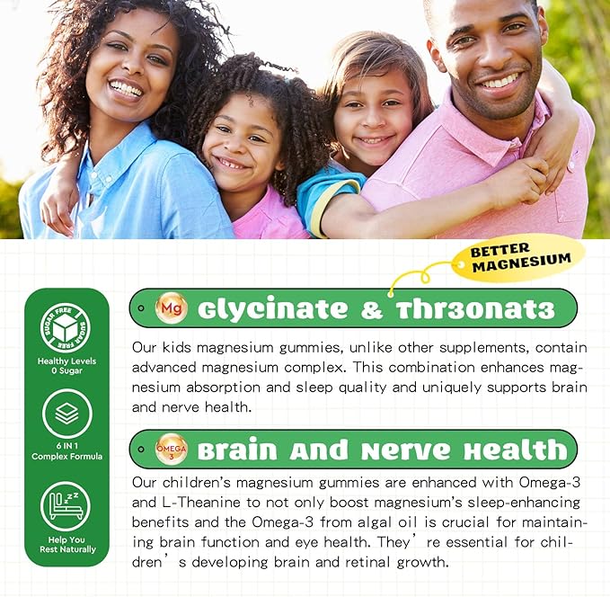 Magnesium Complex Gummies- Calm Chewable Gummies for Kids & Adults- Magnesium Glycinate Supplement-w/Omega-3, Vitamin B6, D3- Support Calm Stress Relief, Bones, Mood, 2 Pack