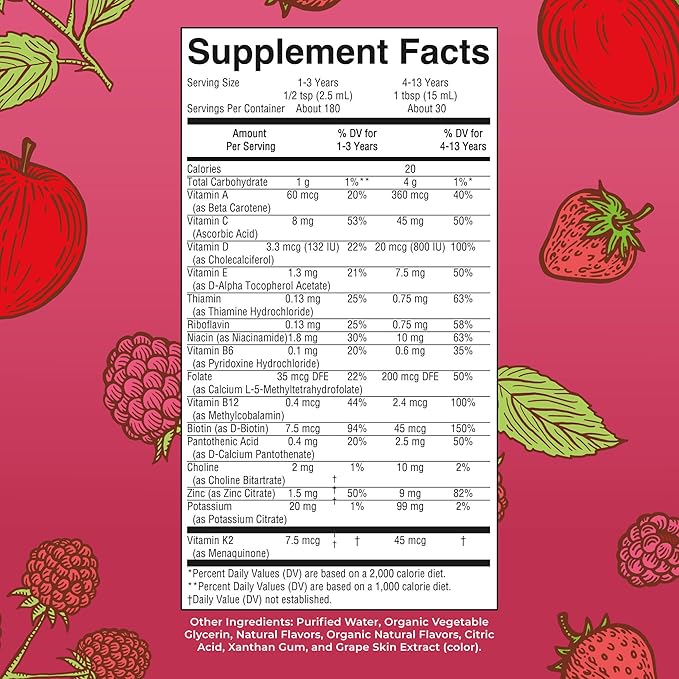 MaryRuth's Liquid Multivitamin (Apple Berry) & Nighttime Multimineral (Peaches & Cream) for Kids | Clean Label Project Verified® | Vitamins for Energy, Muscle Relaxation, & Overall Wellness | Vegan