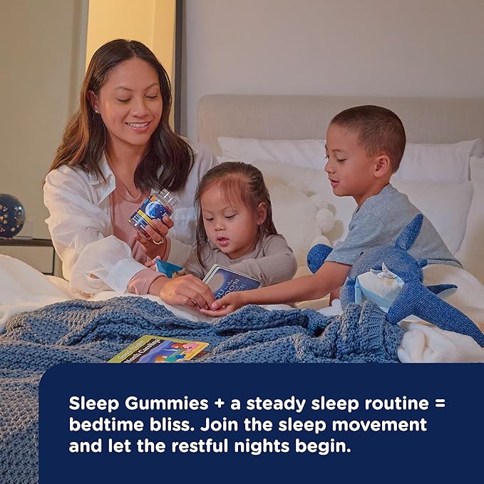 Mommy's Bliss Kids Sleep Melatonin Gummies, No Artificial Colors, Flavors or Gelatin, Strawberry Flavor, Age 3+, 100 Gummies (Packaging May Vary)