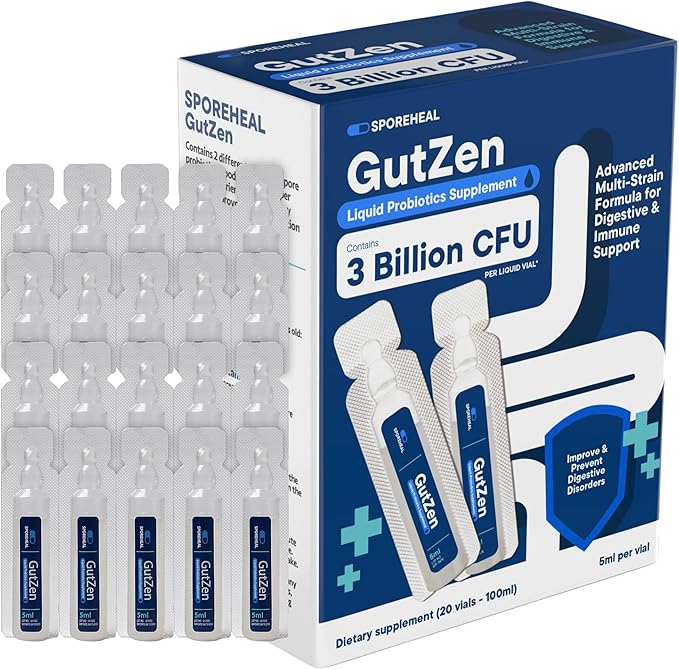 GutZen Liquid Probiotic Supplement for Gut & Digestive Health| Gluten Free & Helps with Bloating, Gas & Diarrhea| Supports Immune Sytem for Adults & Kids| Pack of 20