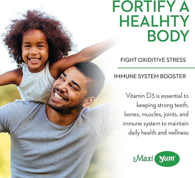 Maxi Health Kosher Vitamin D Gummies 1000 IU (25 mcg) - Vegan, Gluten-Free - Supports Bone, Teeth, Immune Health - for Adults & Kids - Promotes Calcium Absorption - Kosher Gummies for Women & Men