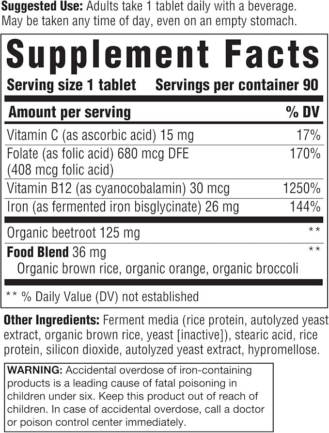 INNATE Response Formulas Iron Response - Daily Iron Supplement - Clinically Shown To Increase Iron Levels - Vegan, Non-GMO, and Kosher - Made Without 9 Food Allergens - 90 tablets (90 servings)