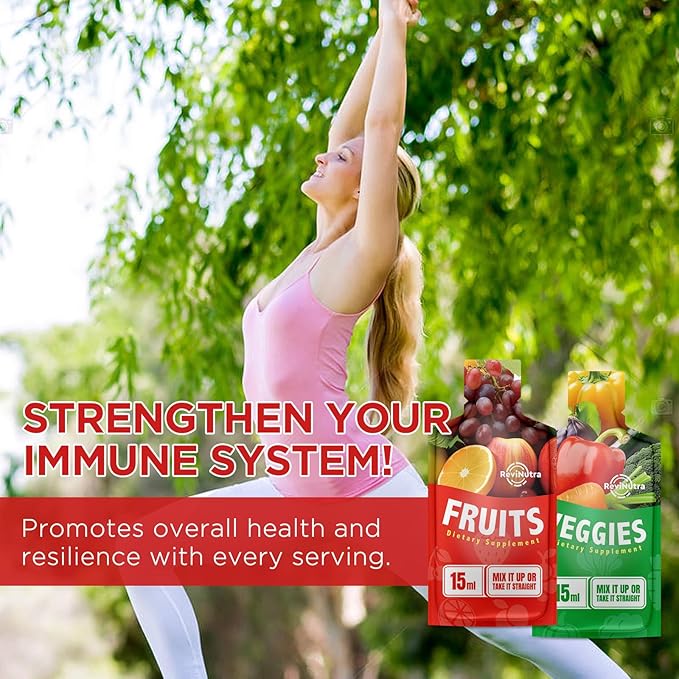 Fruit and Veggies Supplement - 30 Pouches Superfoods & Super Greens for Adults & Kids - Liquid Fruits and Vegetables with Vitamins & Minerals - Support Energy, Detox, Immunity, Digestion & Metabolism