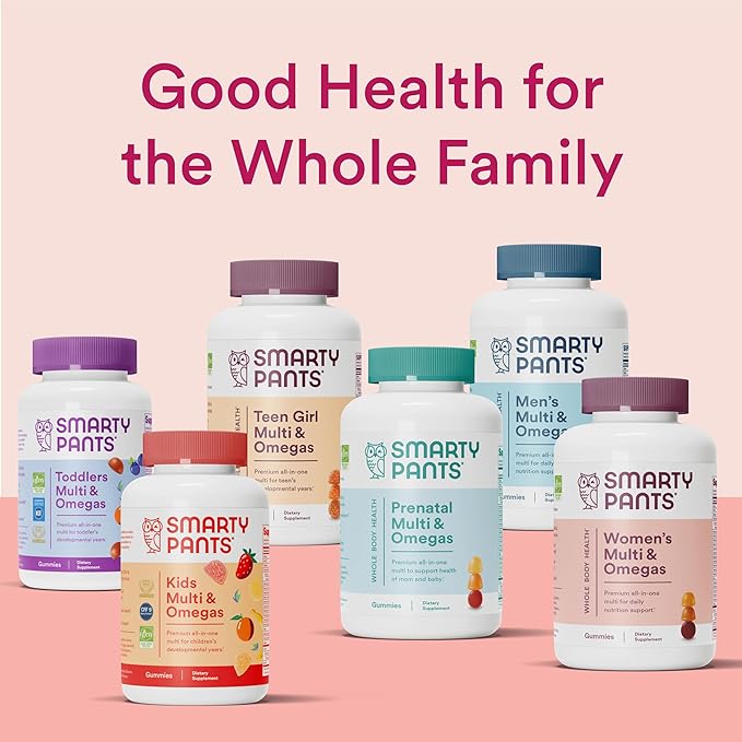 SmartyPants Kids Probiotic & Prebiotic Gummies for Digestive Health: 6 Billion CFU Gut Health Supplement, Clinically Studied Prebiotic for Immune Support, Strawberry, 60 Count (30 Day Supply)