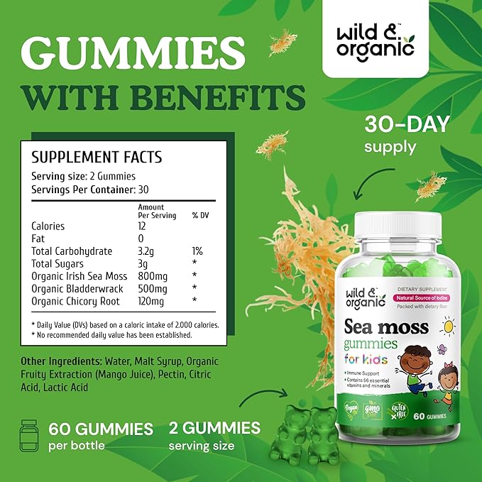 Wild & Organic Sea Moss Gummies for Adults & Sea Moss Gummies for Kids