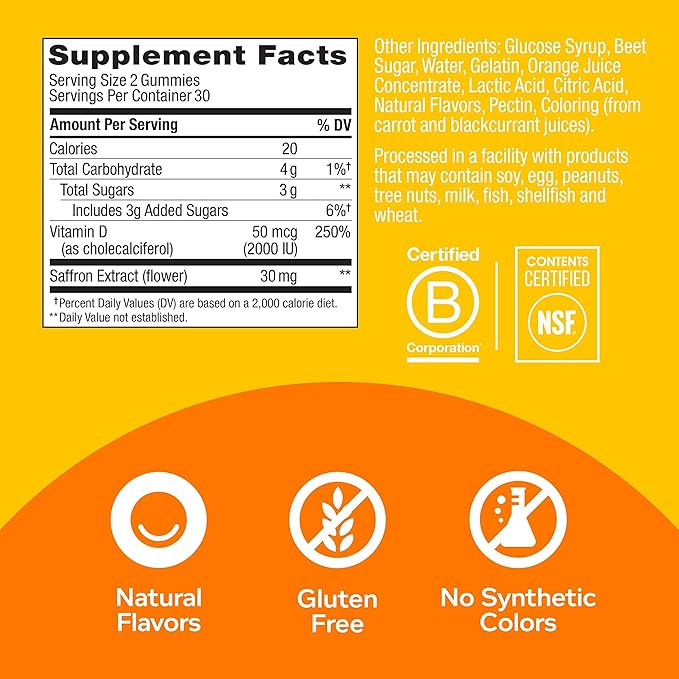 OLLY Kids Chillax, Magnesium Gummies Plus L-Theanine, Lemon Balm & Hello Happy Gummy Worms, Mood Balance Support, Vitamin D, Saffron, Adult Chewable Supplement, Tropical Zing - 60 Count