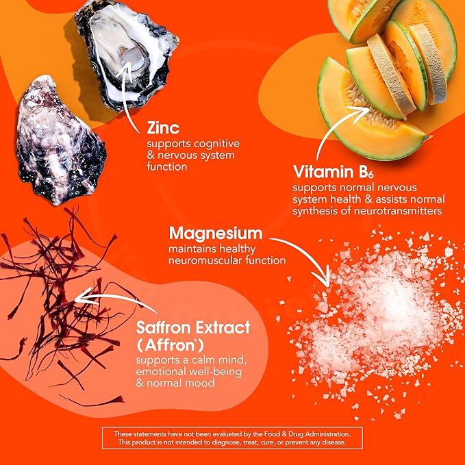 I’m Nutrients Calm Mind | Saffron Supplements for Kids | Nervous System Support | Kids Magnesium | Vitamin B6 | Zinc | Naturally Flavored | No Artificial Ingredients | 60 Chewable Tablets