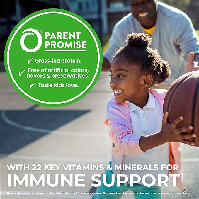 Orgain Kids Protein Powder Shake Mix, Vanilla Bean Ice Cream - 8g Grass-Fed Dairy Protein, 4g Fiber, 22 Vitamins & Minerals, Gluten Free, No Soy Ingredients, Adds Healthy Nutrients to Kids Snacks, 1lb