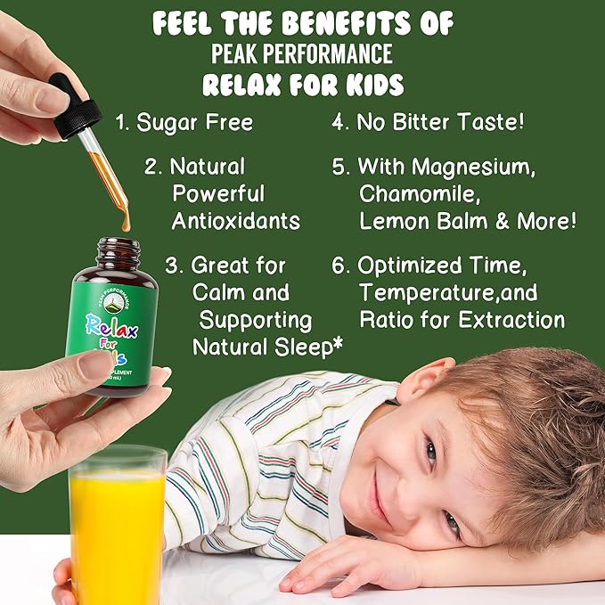 Kids Calm Liquid Drops. Aid for Relaxation, Calming, Optimal Sleep With Chamomile, Magnesium. No Bitter Taste. Kids Won't Know They're Taking It. Sugar Free 9-in-1 Vegan Supplement. Non-Habit Forming