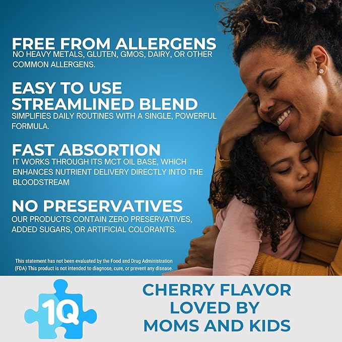 Focus Kids Enhances Clarity Liquid Drops | Acetyl L-Carnitine, Vitamin B1,B6,B12 & Folate | Sugar-Free, Vegan, Gluten-Free, Non-GMO | Cognitive & Attention Support | Advance Absorption | 2 Fl Oz