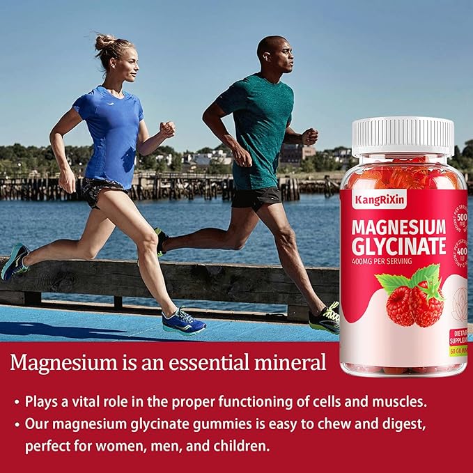 Magnesium Glycinate Gummies - Sugar Free Magnesium Supplements for Adults and Kids, High Absorption with Magnesium Malate Gelatin Free 60 Count (Pack of 1)