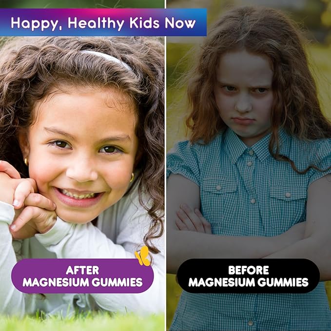 Kids Magnesium Glycinate Gummies - Magnesium Supplement Gummies with L-Theanine, Chamomile, Licorice, Vitamin B6, D for Kids & Adults Sleep, Stress, Muscle Relief & Nerve Bone - Sugar Free Grape 60ct