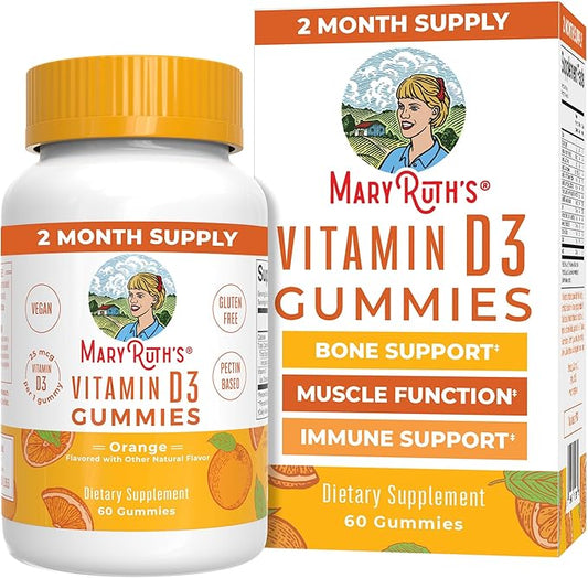 Vitamin D3 Gummies | 2 Month Supply | Adults & Kids Vitamin D Gummies | Immune Support Supplement | Vitamin D3 1000IU for Bone Health & Muscle Function | Vegan | Non-GMO | Gluten Free | 60 Count