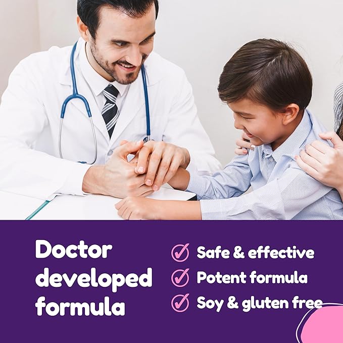 Dr. Klein's Stay Calm Kids Gummies – Magnesium Glycinate + Vitamin A, L-Theanine, Chamomile Extract – Promote Focus & Calm for Ages 5+ – Magnesium Gummies for Kids–Black Currant, Zero Sugar, 60 Count