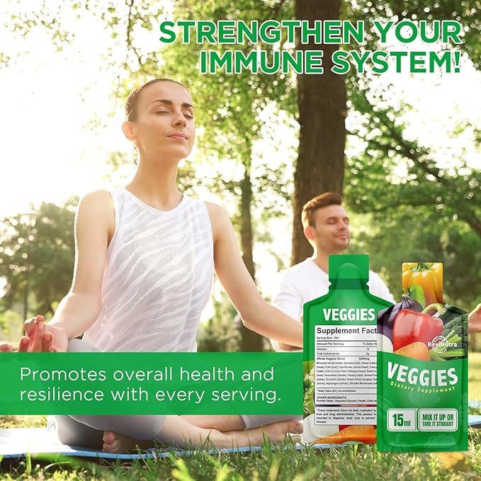 Super Greens Liquid Juice - 30 Pouches Superfoods Veggies Supplement for Women, Men and Kids - Support Overall Health, Immune Function, Detox & Energy - Vegan, 30 Day Supply