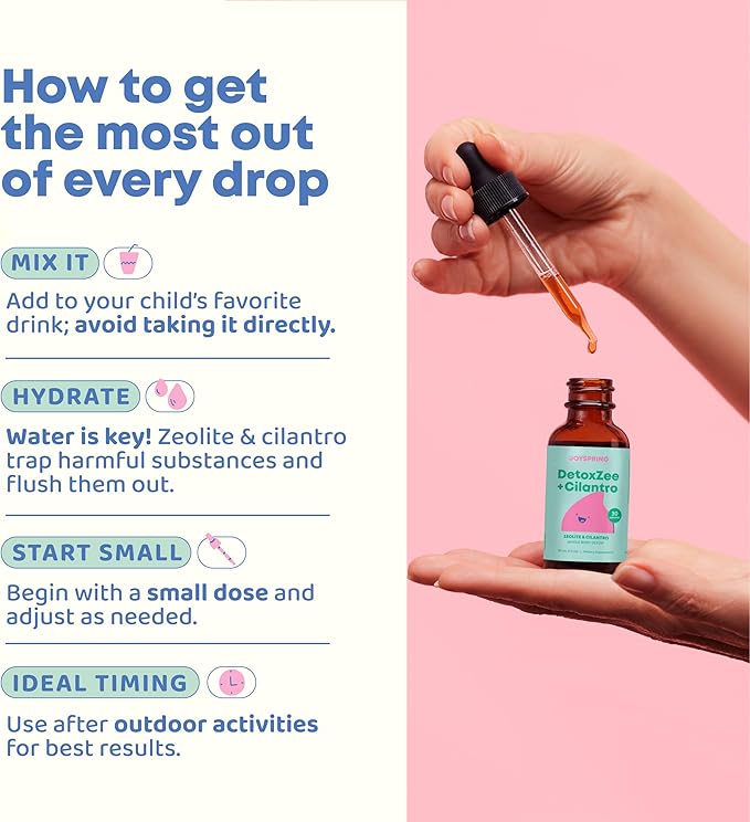 JoySpring DetoxZee Cilantro Drops for Kids - Natural Detox Support with Zeolite & Cilantro Extract - Gentle Whole-Body Cleanse for Children & Toddlers - Kid-Friendly Liquid Detox, 30 Servings