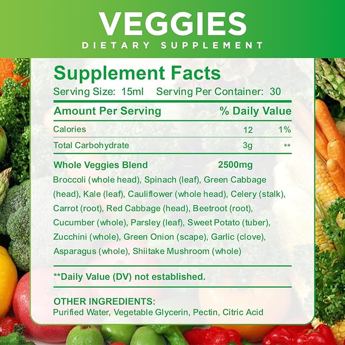 Super Greens Liquid Juice - 30 Pouches Superfoods Veggies Supplement for Women, Men and Kids - Support Overall Health, Immune Function, Detox & Energy - Vegan, 30 Day Supply