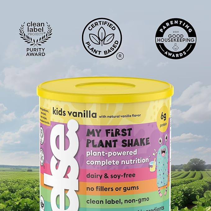ELSE NUTRITION Plant-Based Kids Protein Shake, Protein Powder for Ages 2-12. Dairy-Free, Complete Nutrition Shake, 25 Vitamins & Minerals, Heathy Kids Snacks, Vanilla 1-Pack